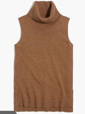 J Crew Womens Cotton Wool Blend Sleeveless Turtleneck Sweater, Size Large